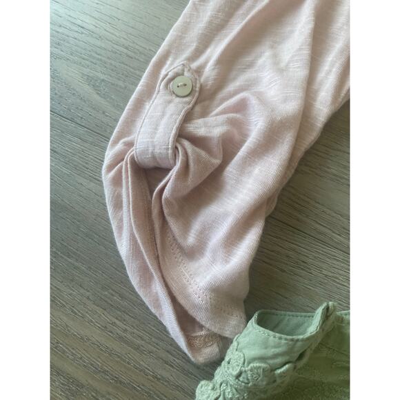 2 Democracy Embroidered Embellished Blouses Roll-Tab Sleeve Boho SMALL - Picture 4 of 12